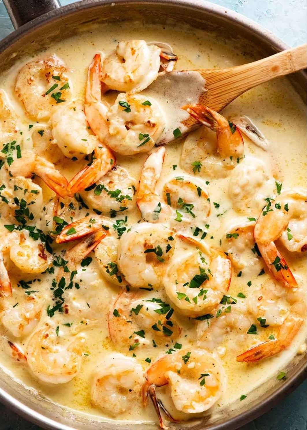 creamy garlic prawns