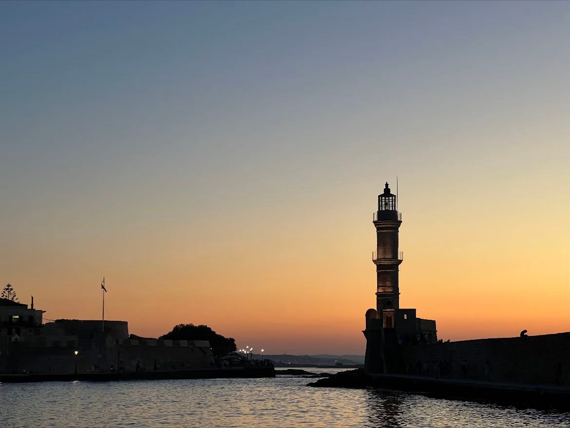 Chania lighthouse at sunset