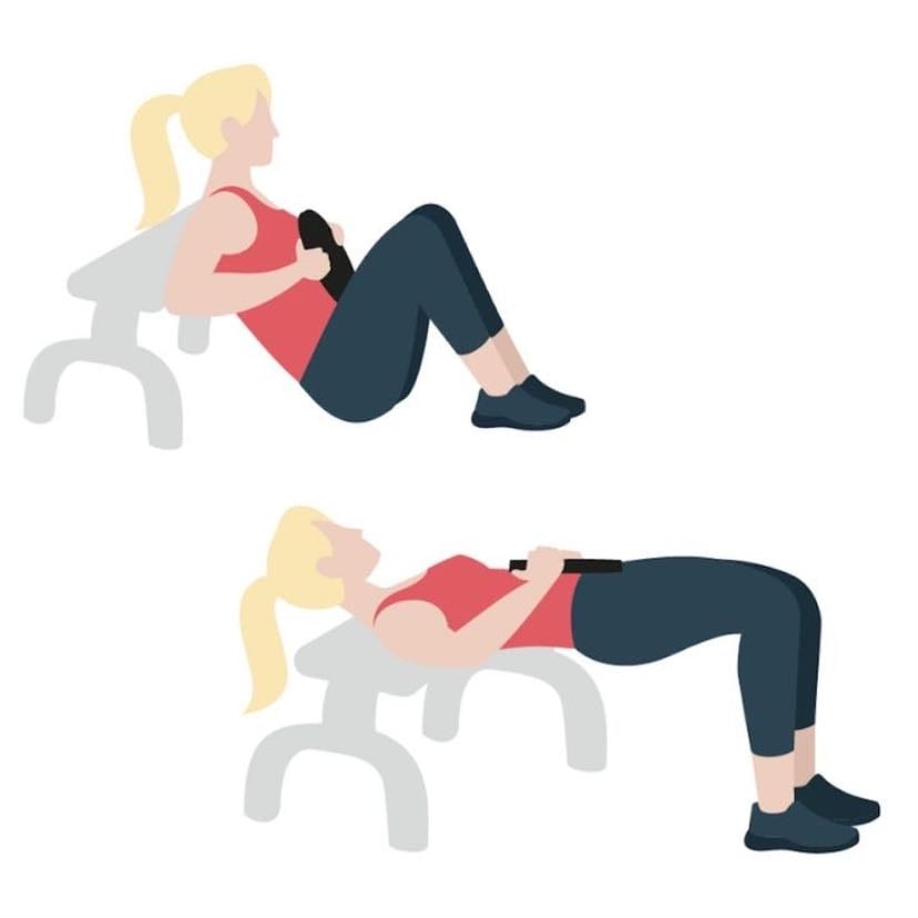 25 hips thrusts - I use a 13 lbs weight