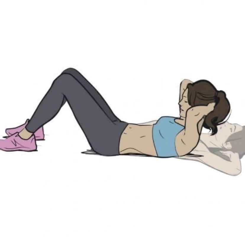 25 crunches - I use 2.5 lbs wrist weights