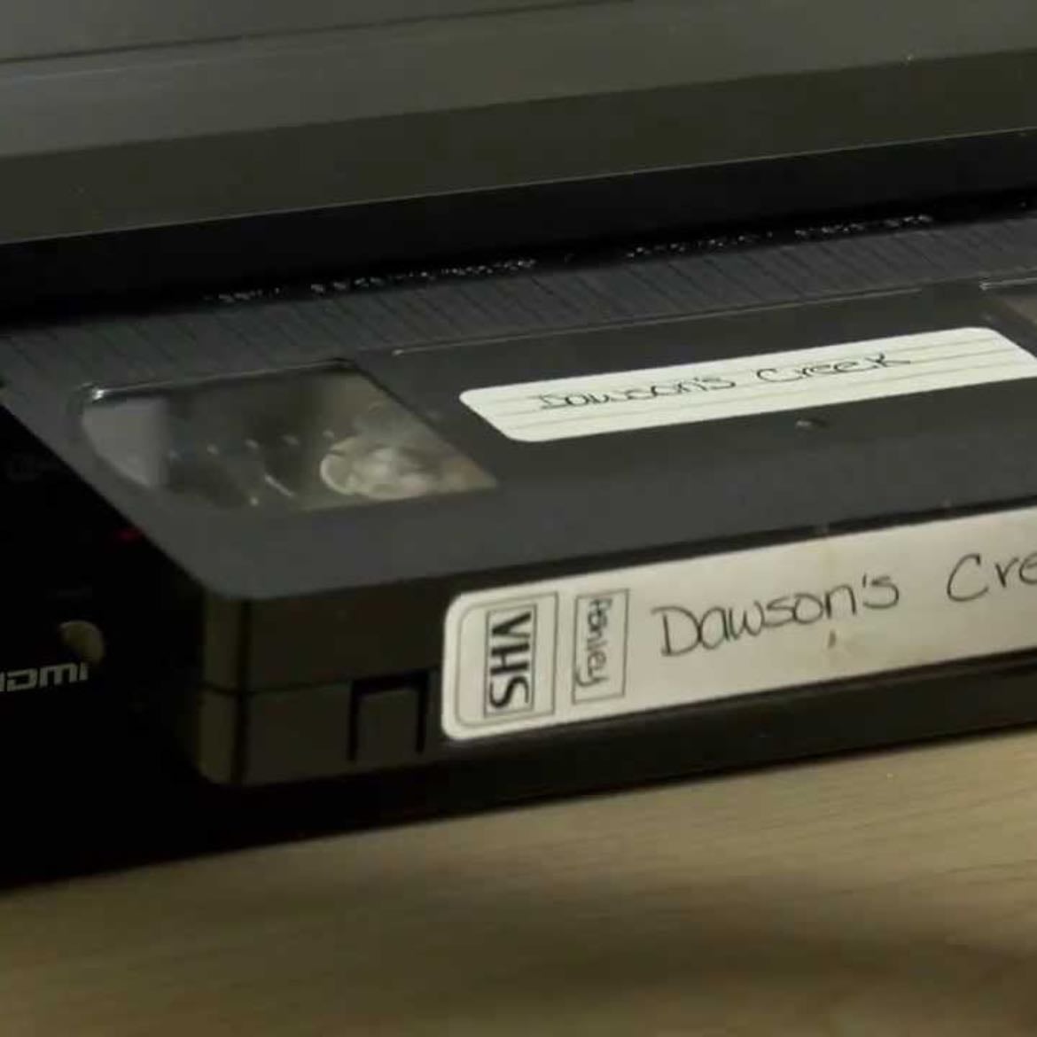 vhs player and cassettes
