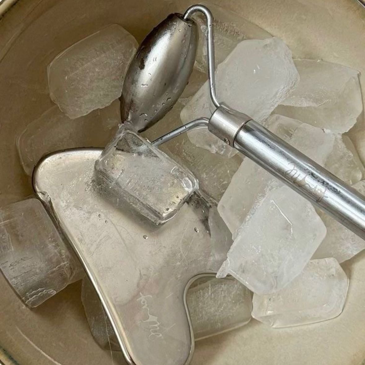 gua sha + ice for puffiness - not for everyday !