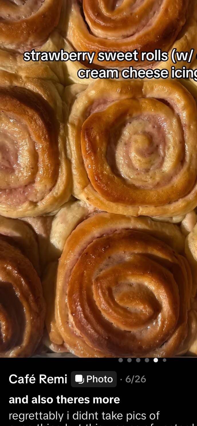 strawberry sweet rolls - (w/ chocolate cream cheese icing)