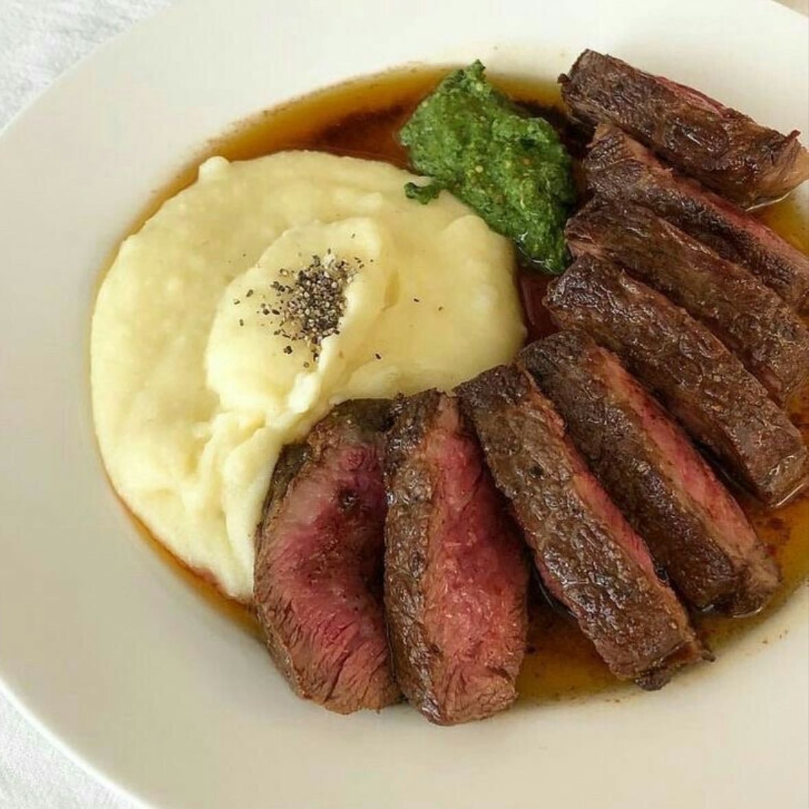 solomillo y pure de patata