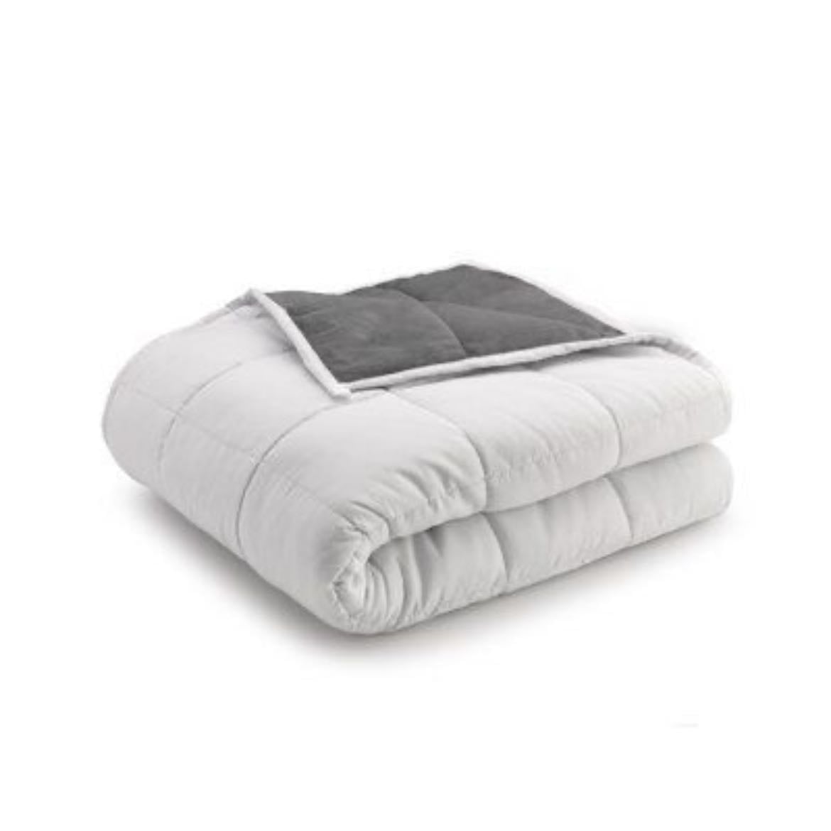 acolchado reversible - blanco y gris