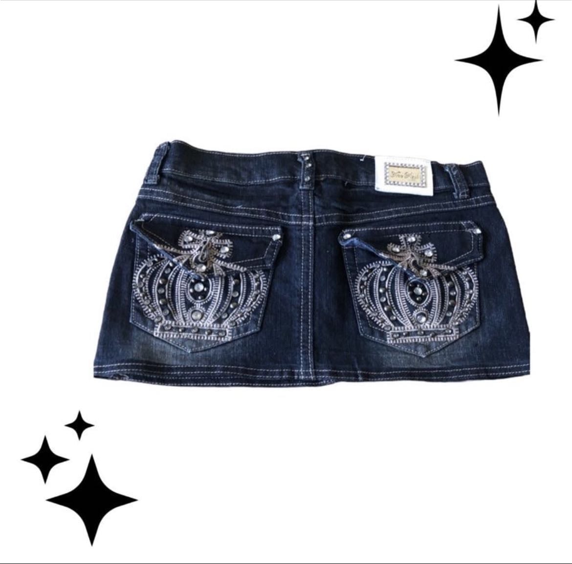 sequin denim mini skirt - £40