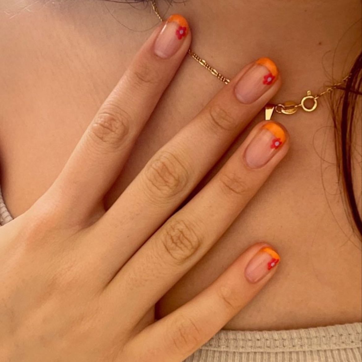 orange french / flores rouge