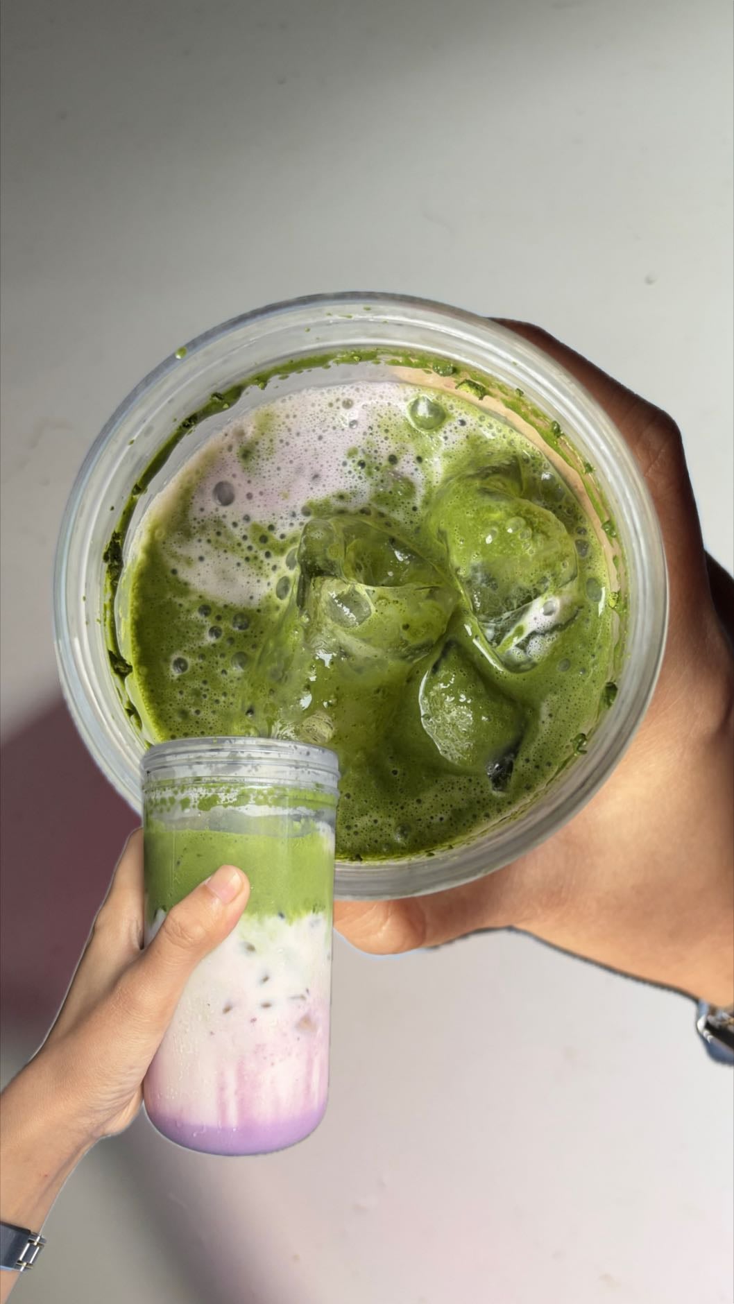 Taro matcha latte