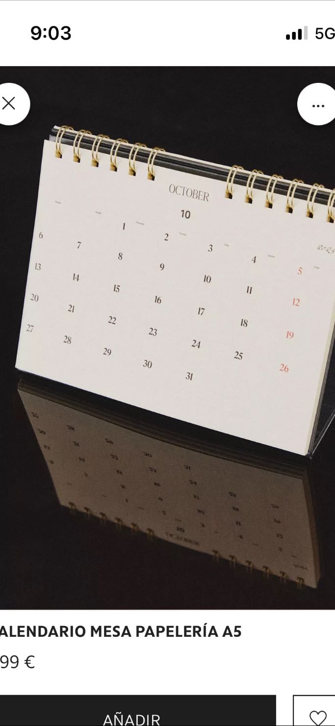 Calendario Mesa Papeleria A5 - Zara Home