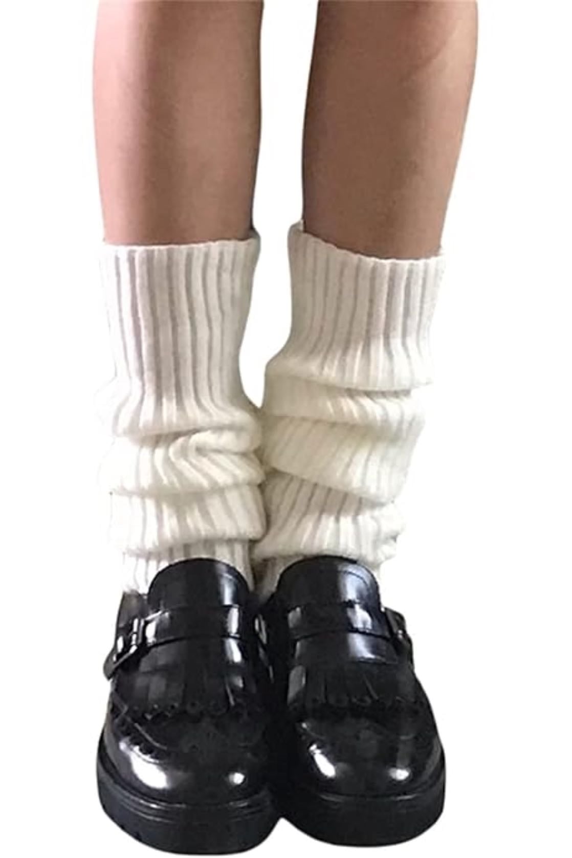 Faithtur Womens And Girls Kawaii Leg Warmers 80s Harajuku Lolita Japanese Legwarmers Ankle Socks Ribbed Knit Stockings Boot Socks (A Short White, One Size) at Amazon Women’s Clothing store - Amazon Prime Logo