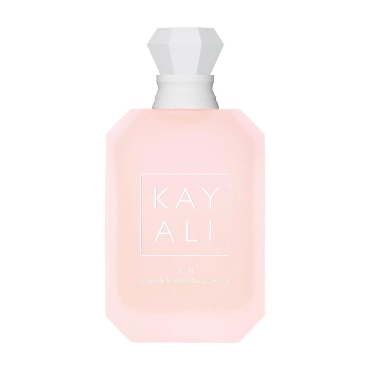kayali yum bougie marshmallow - freesia, italian lemon, nectarine blossom, apple, marshmallow, strawberry, coconut, orange blossom, whipped cream, sugar, vanilla, musk, raspberry & ambroxan