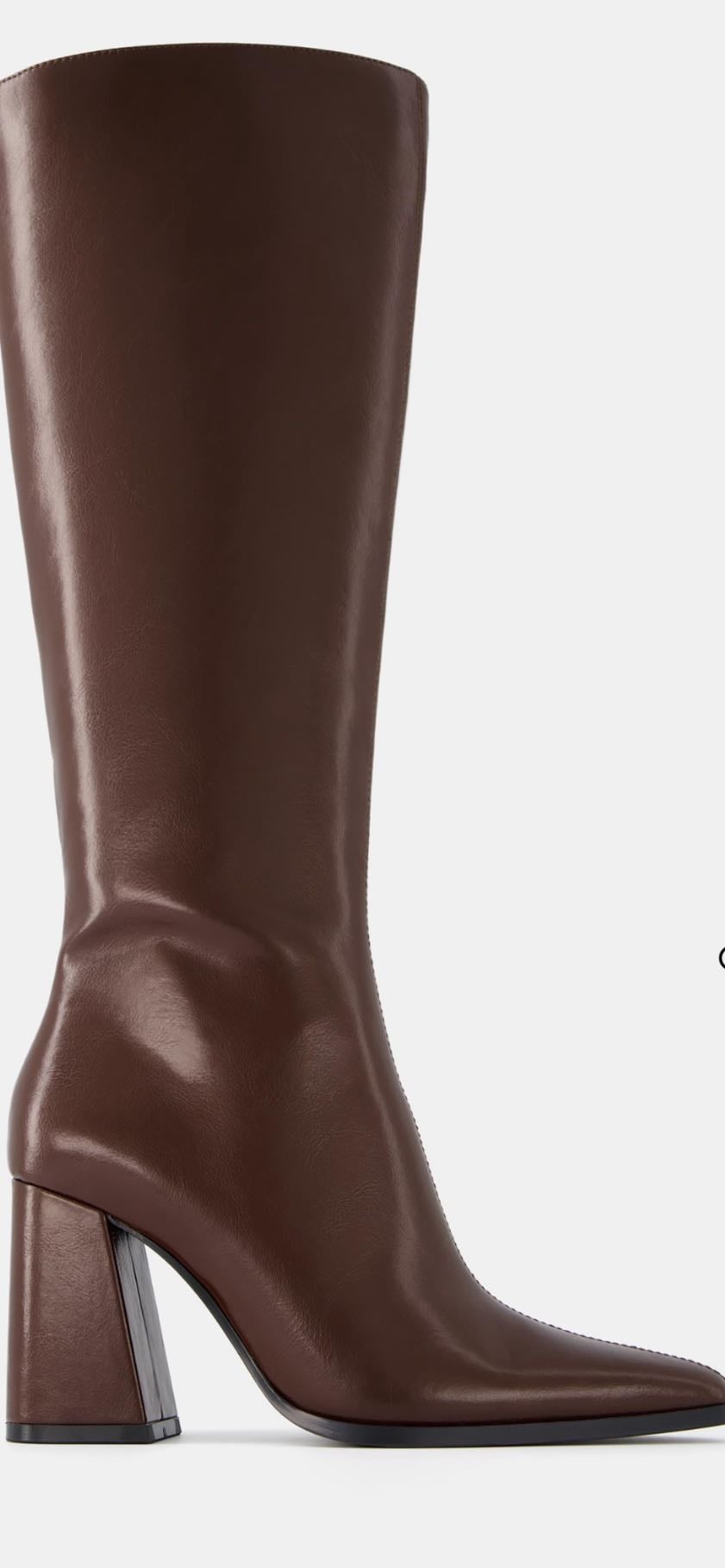 Brown block heel boots
