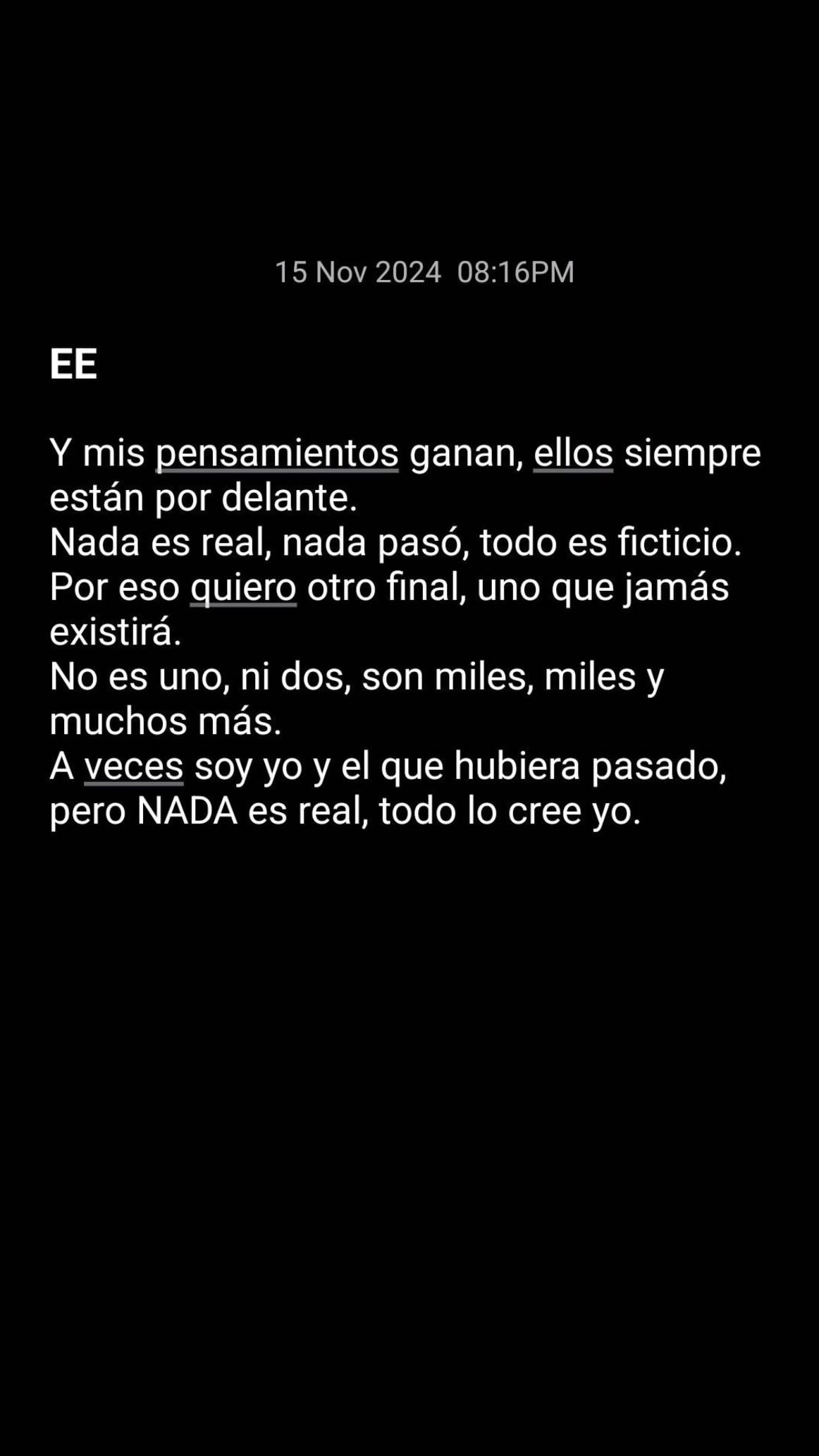 Ensoñación excesiva - muchas veces me pierdo en mi mente soñando despierta, me pierdo mucho del presente y agrando la melancolía