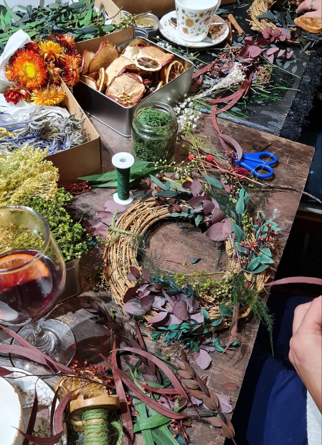 wreath making - make our own wreaths, warm drinks