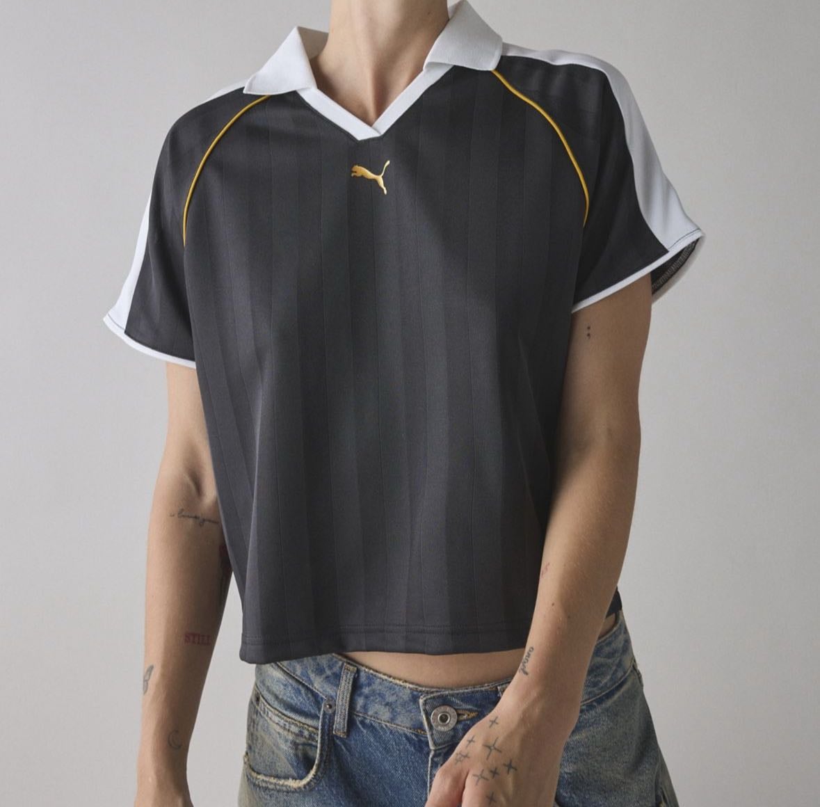 puma cropped football jersey tee - urban outfitters