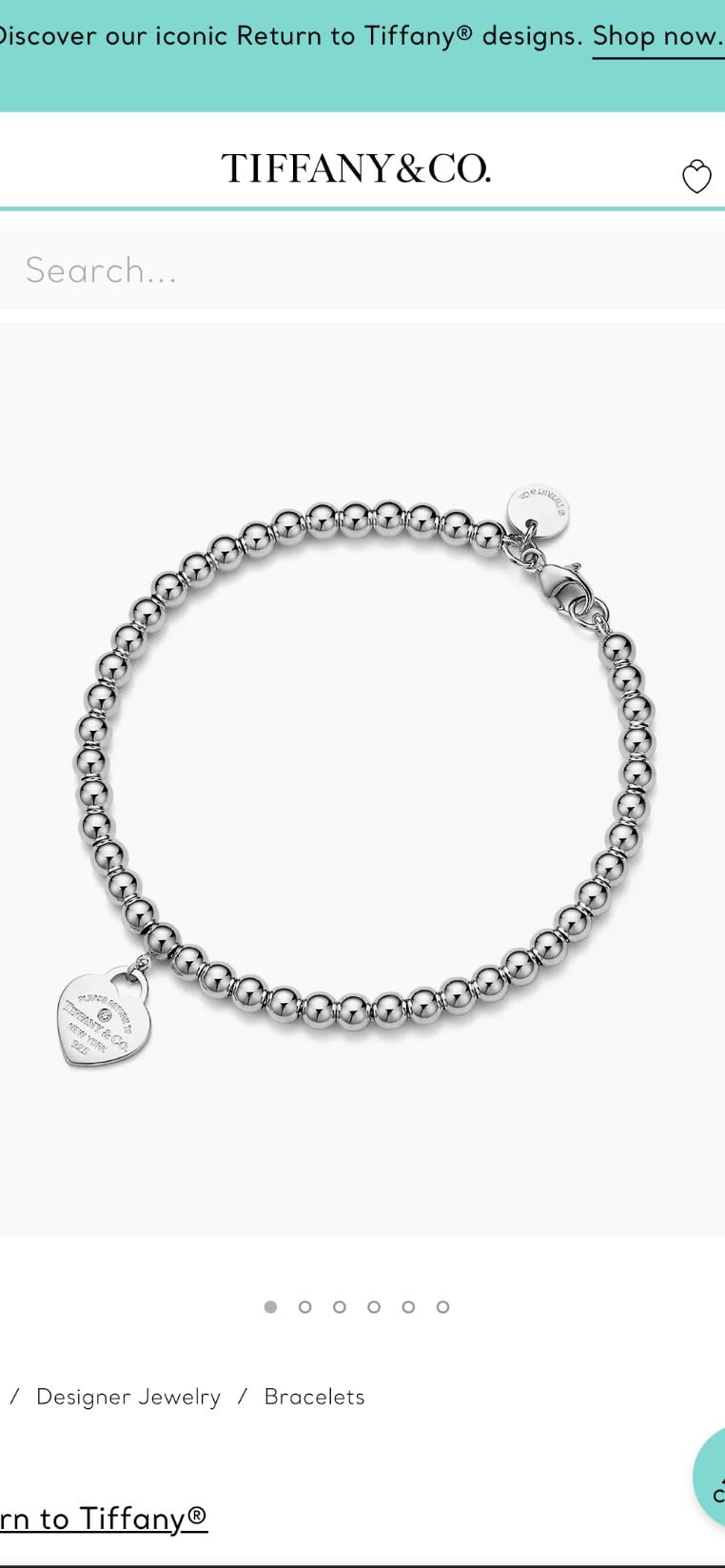tiffany heart tag ball chain bracelet