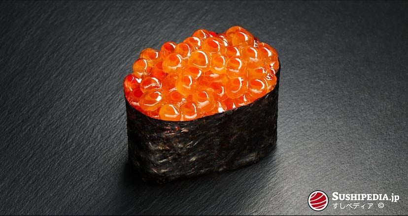 Sushi - with salmon roe, salmon, fried lotus root, tuna (toro) & yellowtail