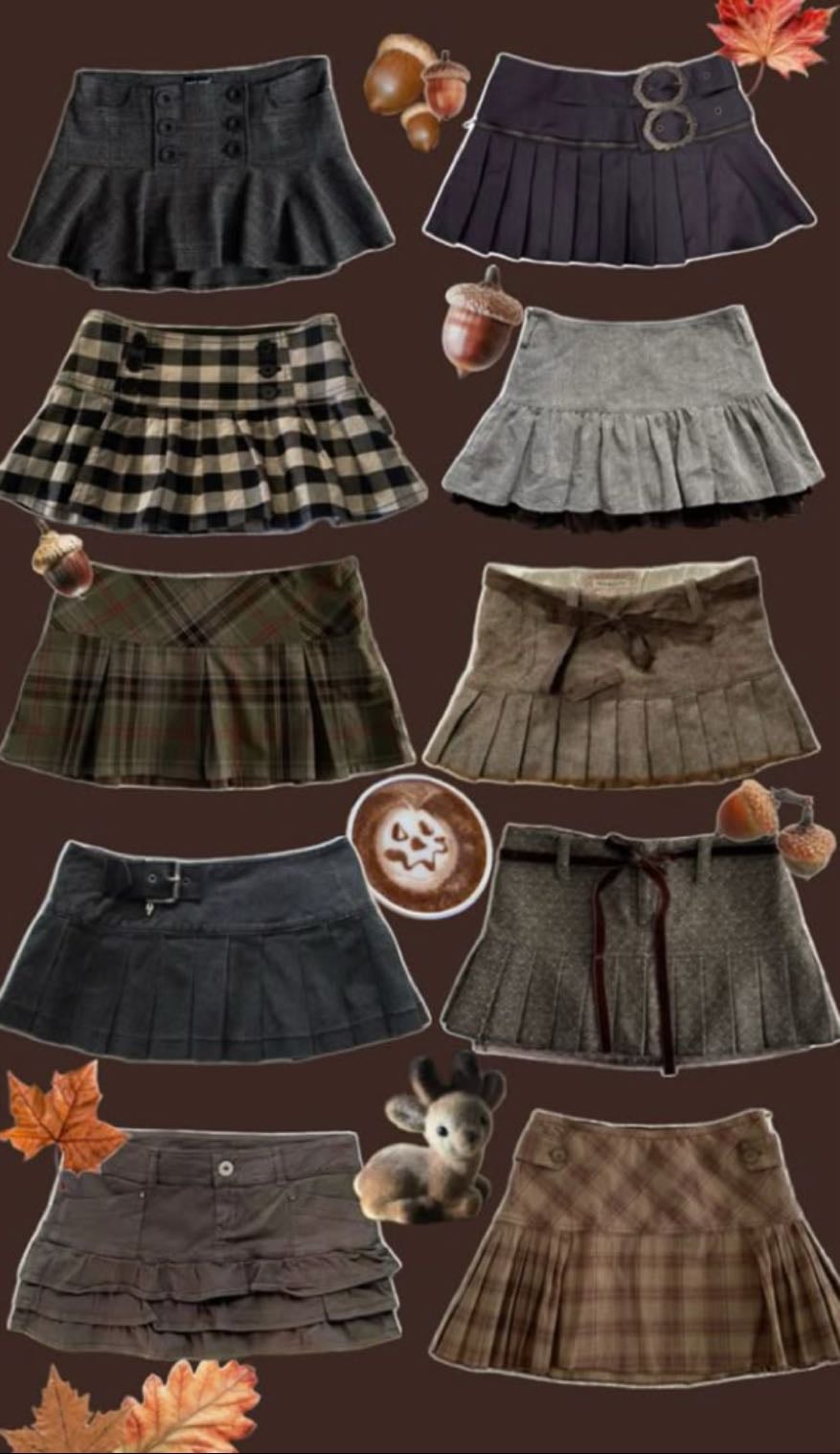 skirts - make sure they match the autumn aesthetic