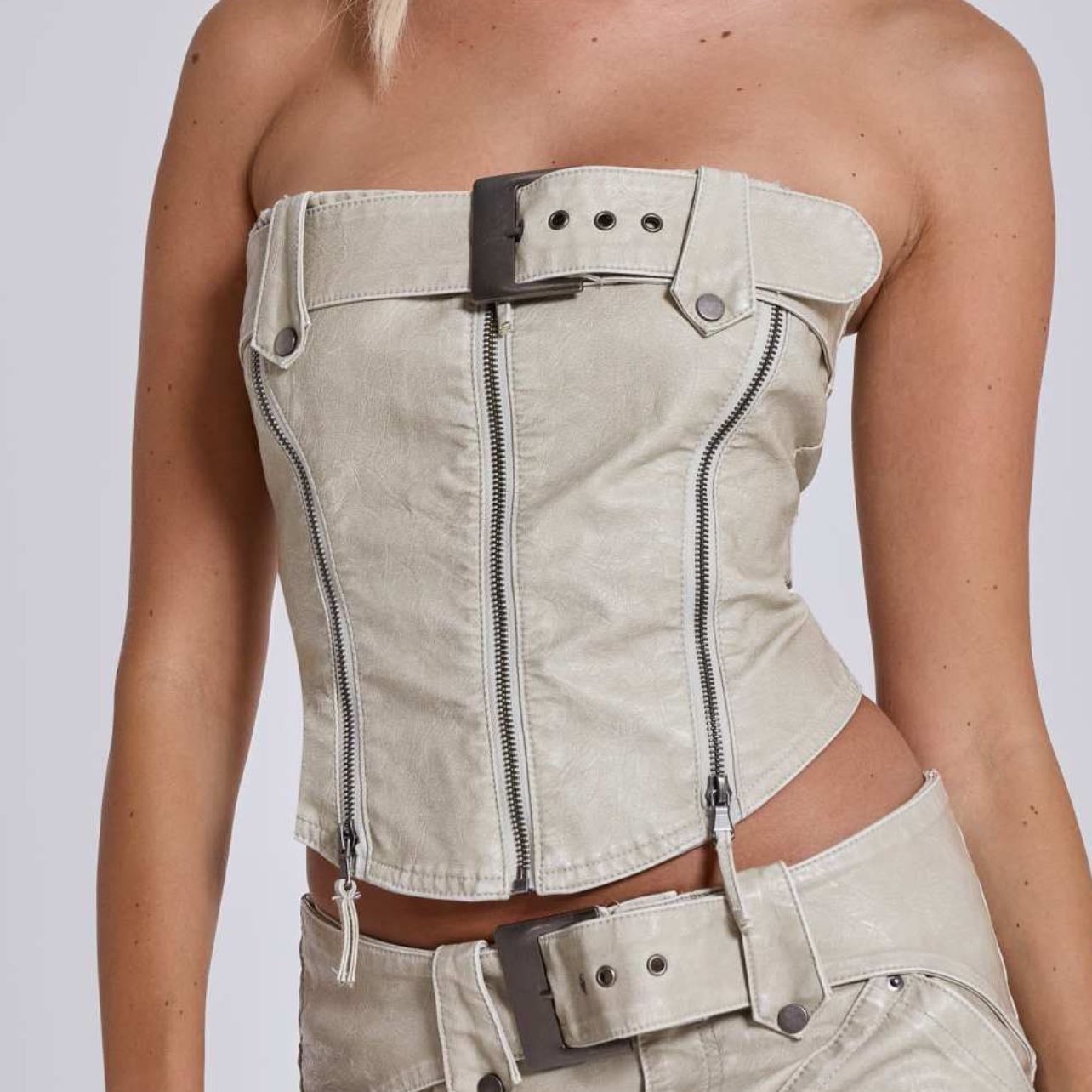 Jaded London Axel Faux Leather Corset Top