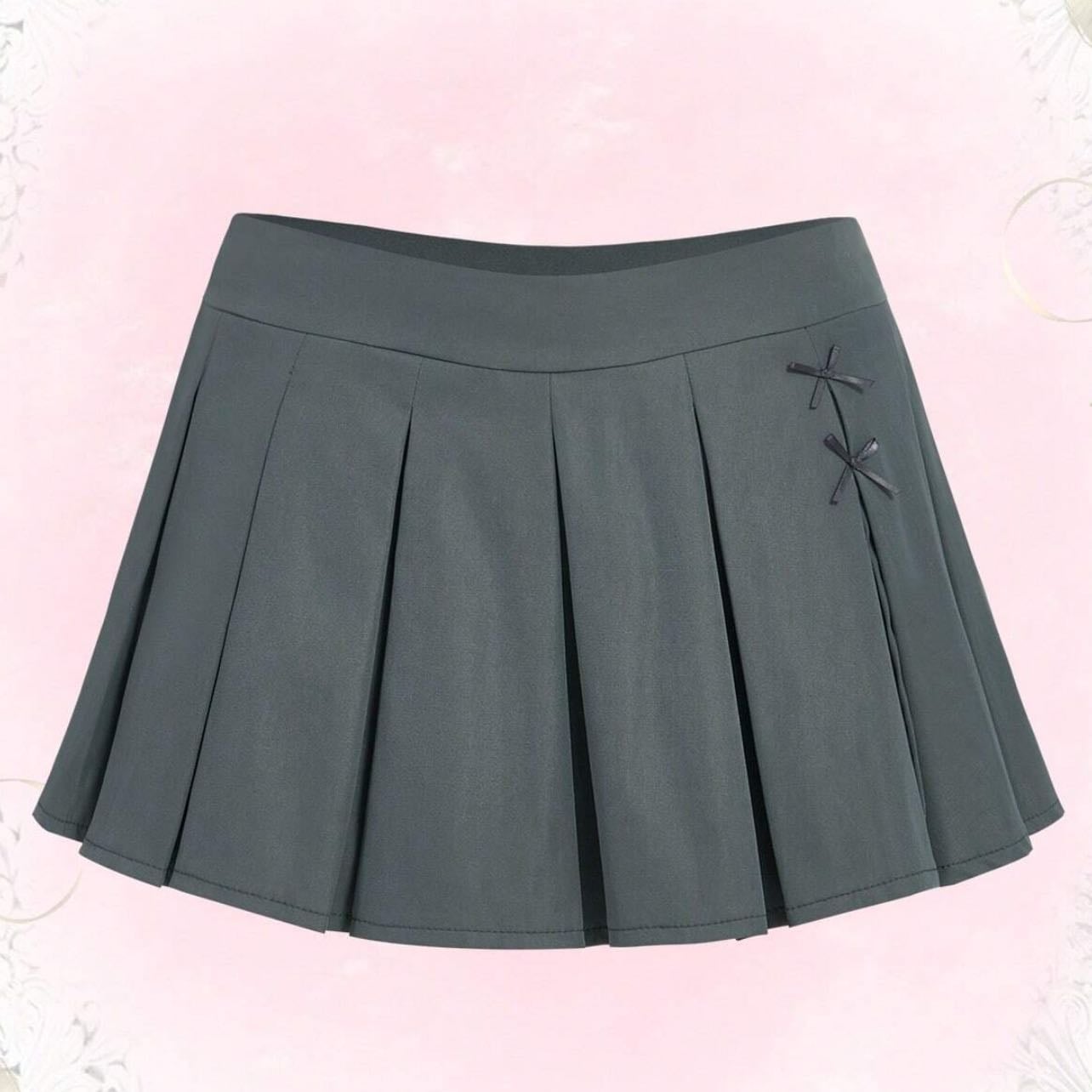 Solid Pleated Skirt