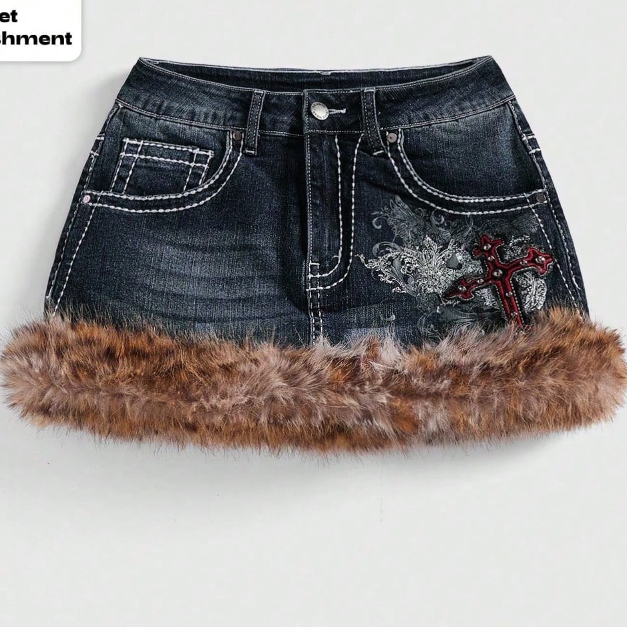 Low Waist Mini Denim Skirt