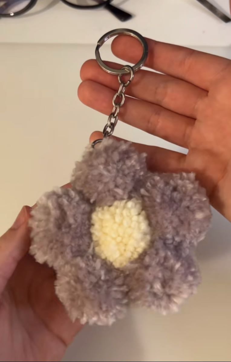 fluffy flower keychain