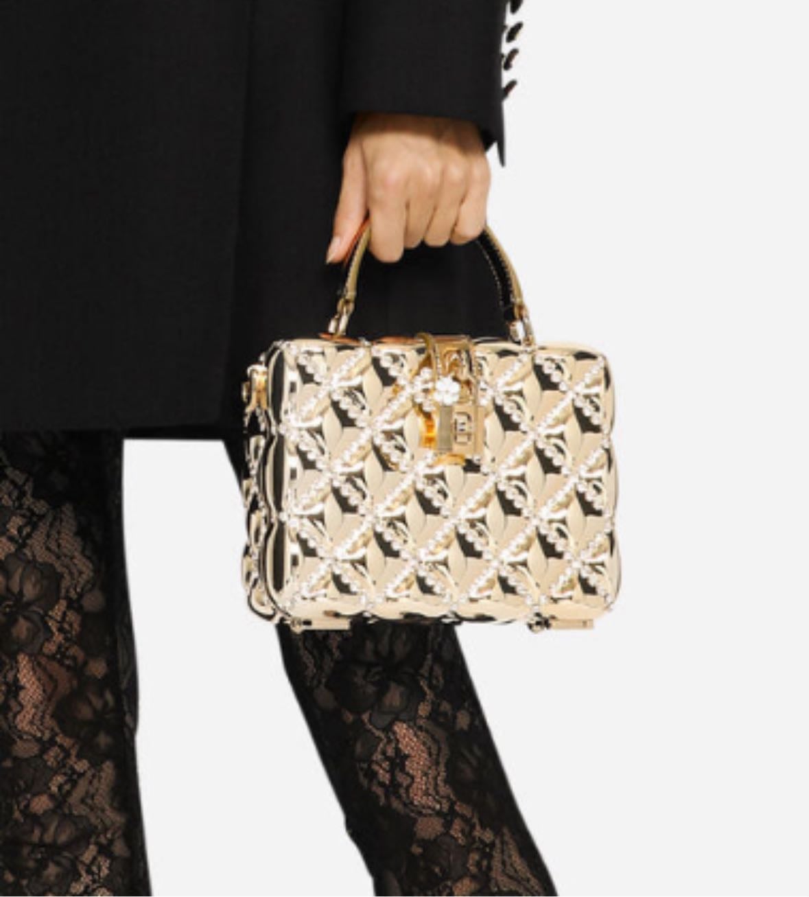 Resin Dolce Box bag with rhinestones