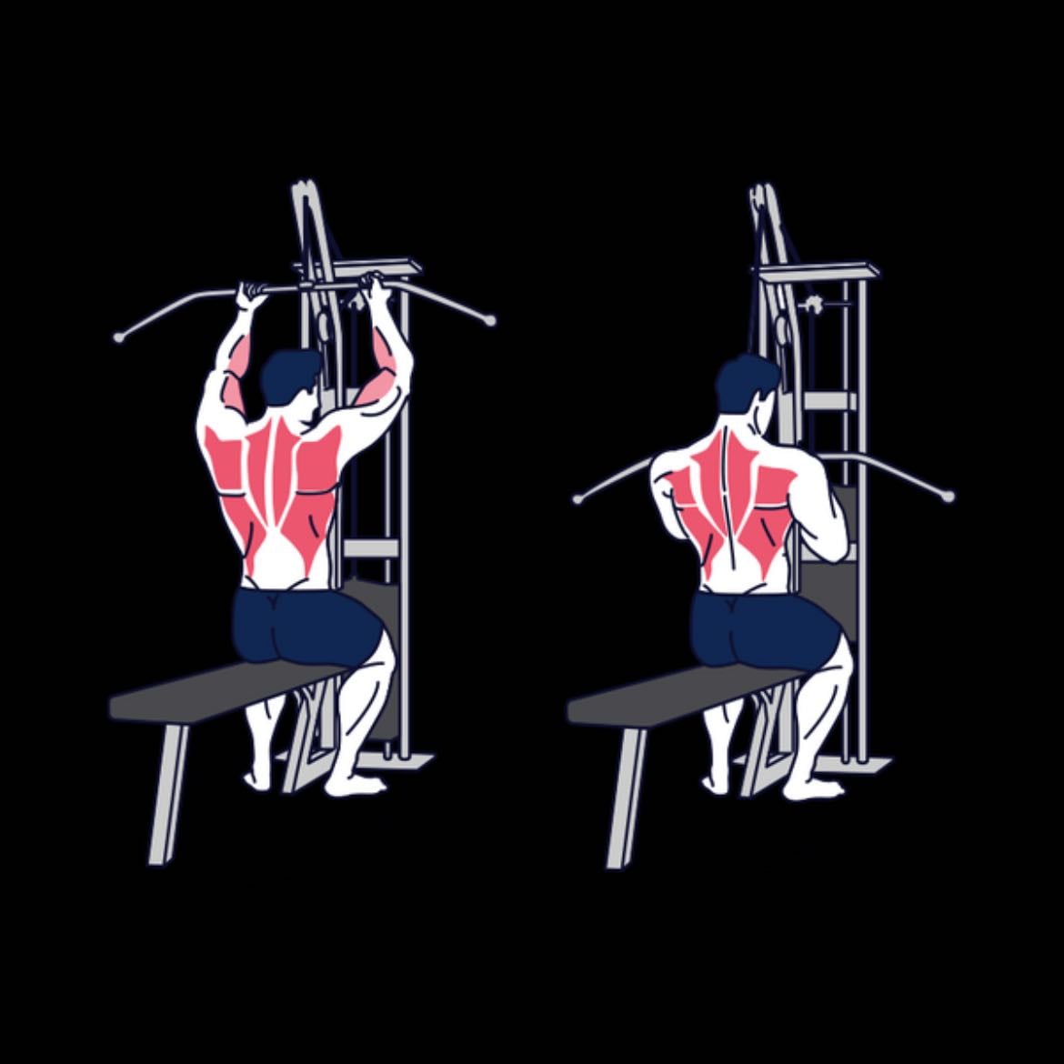 jalón al pecho - 55lb x 10 | 70lb x 10 | 85 x 8
