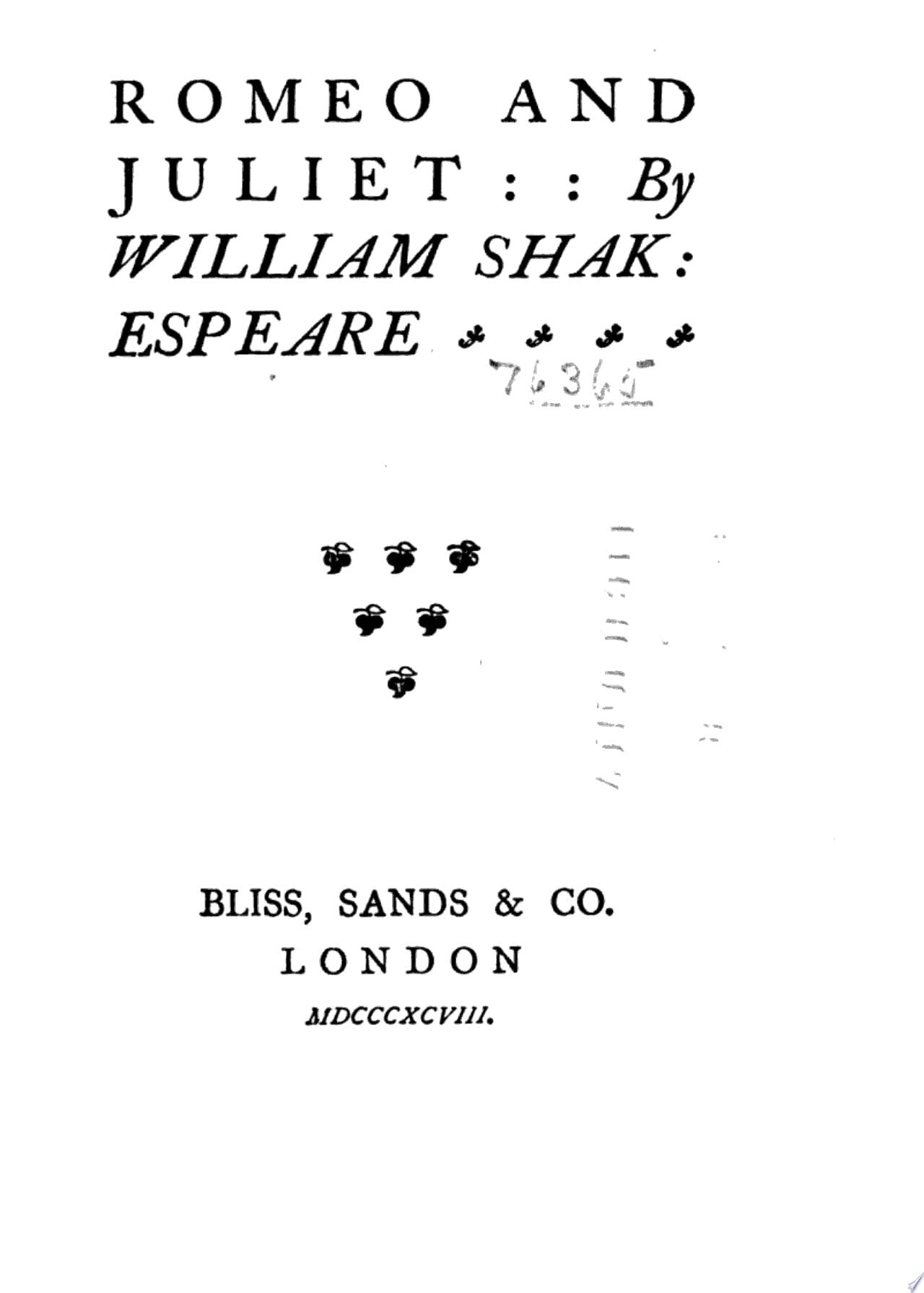 Romeo and Juliet - William Shakespeare · 1898
