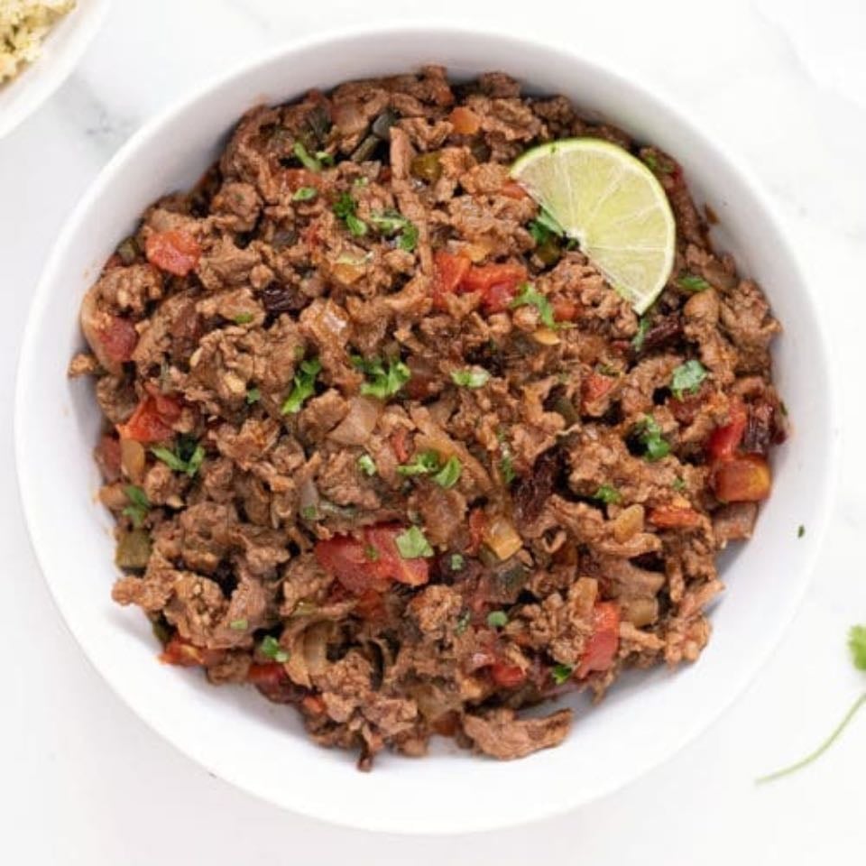 carne moída - com vagem e espinafre