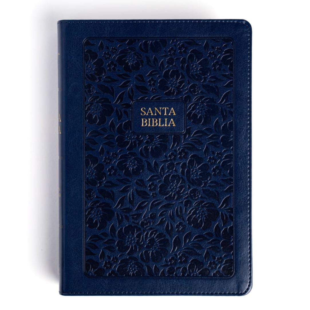 Blue Bible - RVR 1960 Biblia letra grande tamaño manual edición especial, azul marino, símil piel (RVR 1960 Hand Size Giant Print, Navy, LeatherTouch, Special Edition)