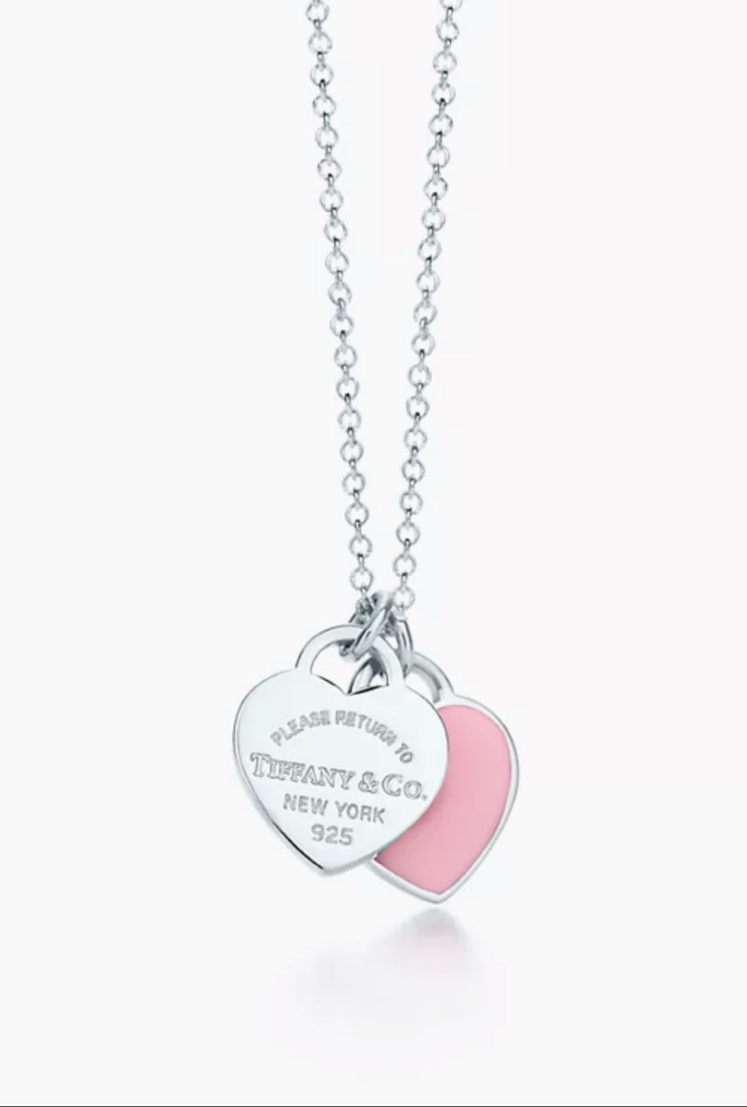 tiffany & co pink double heart tag pendant