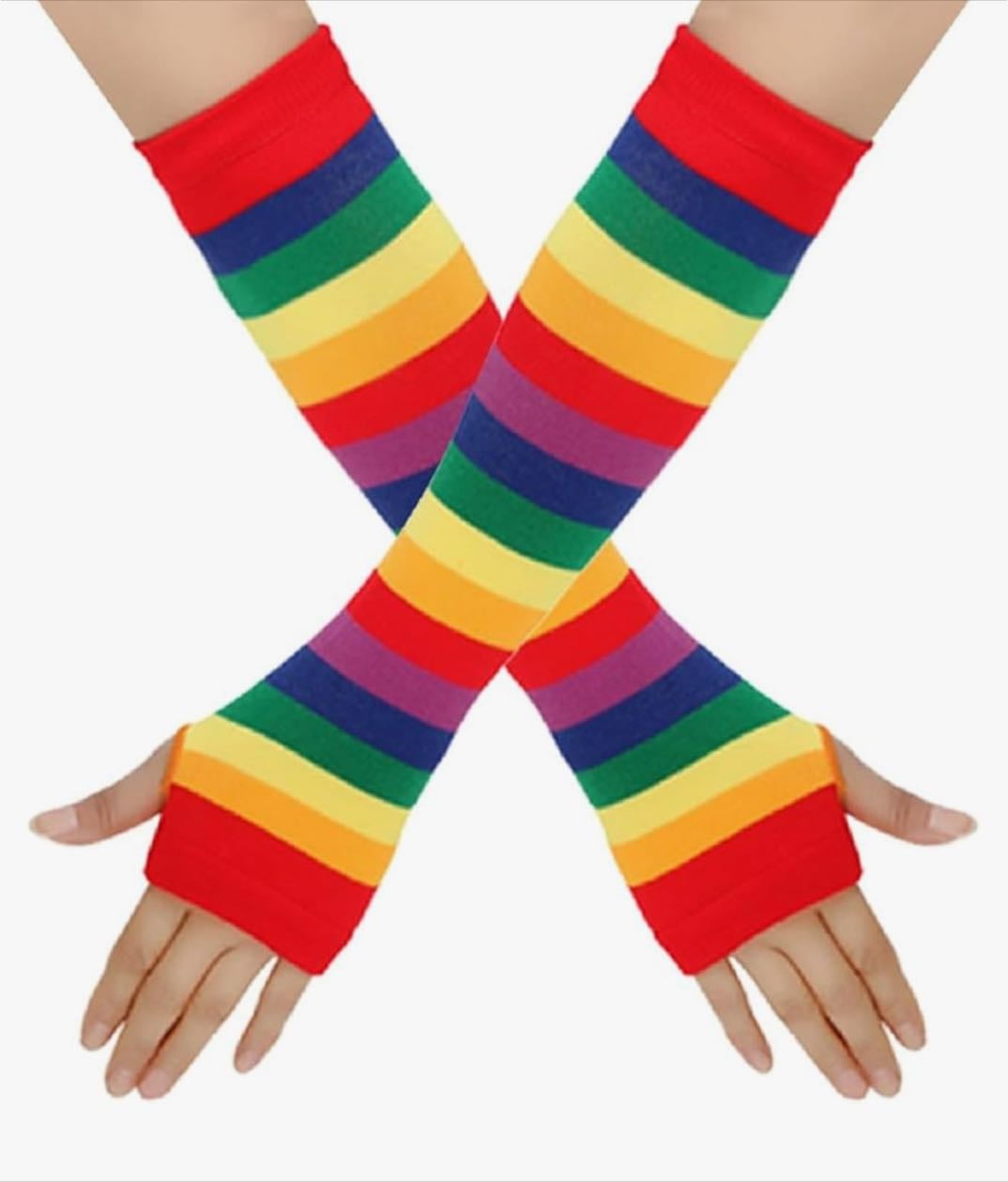 Rainbow fingerless gloves
