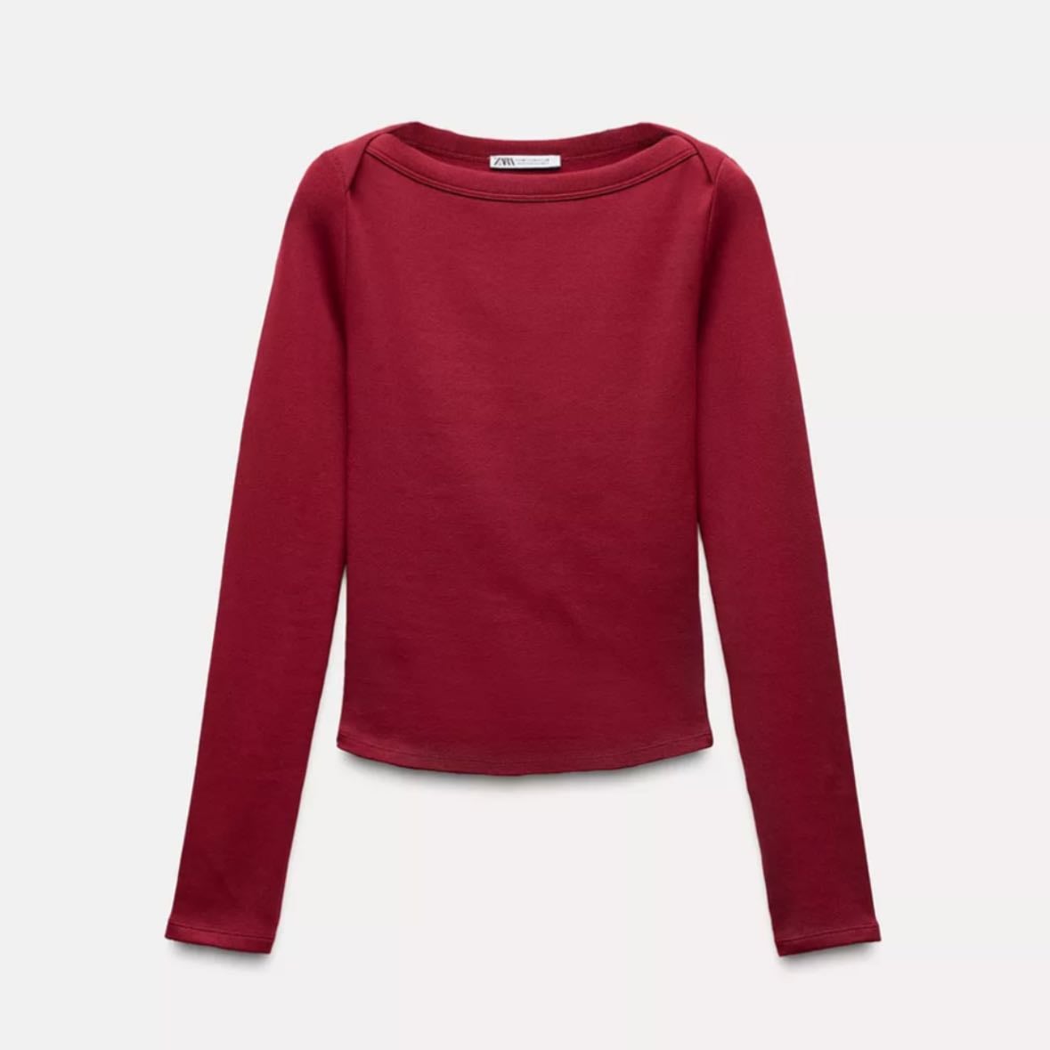 camiseta cuello barco - zara $14.590