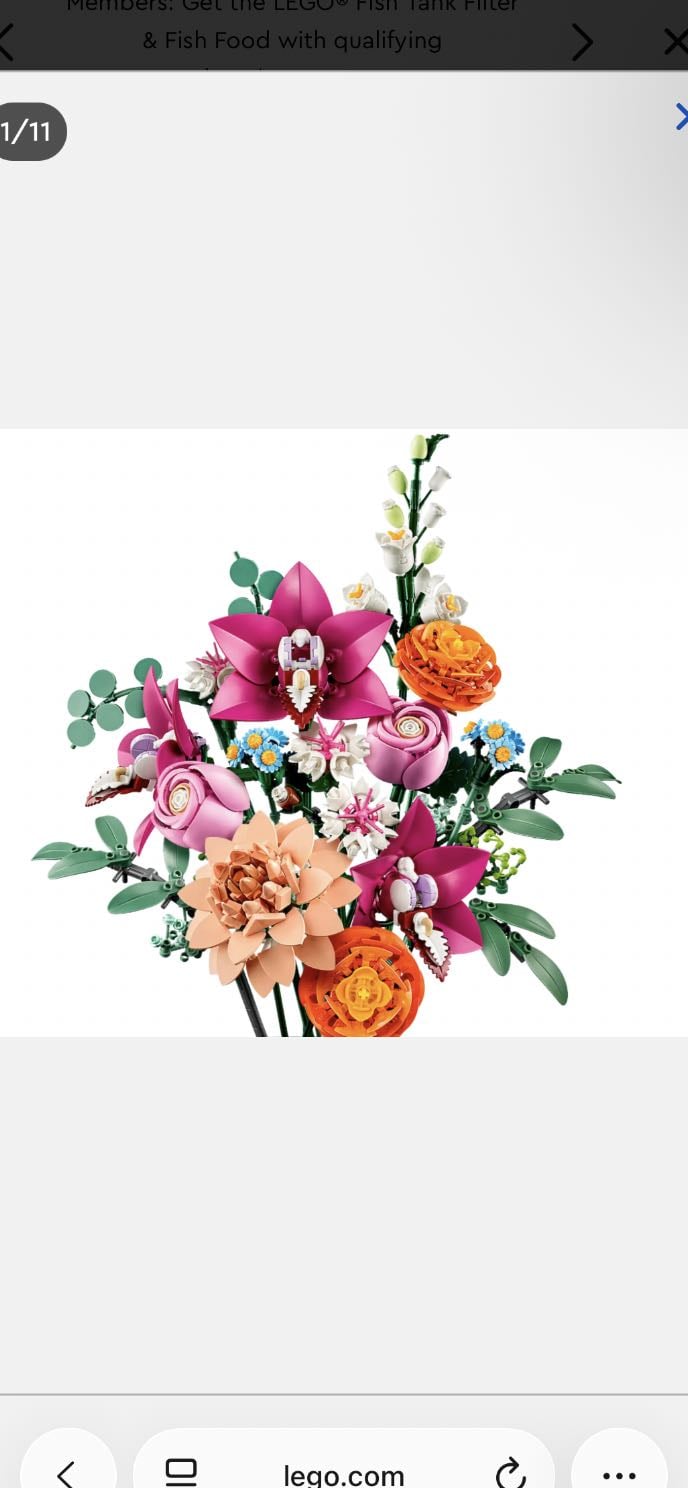 Pretty Pink Flower Bouquet - https://www.lego.com/en-us/product/pretty-pink-flower-bouquet-10342