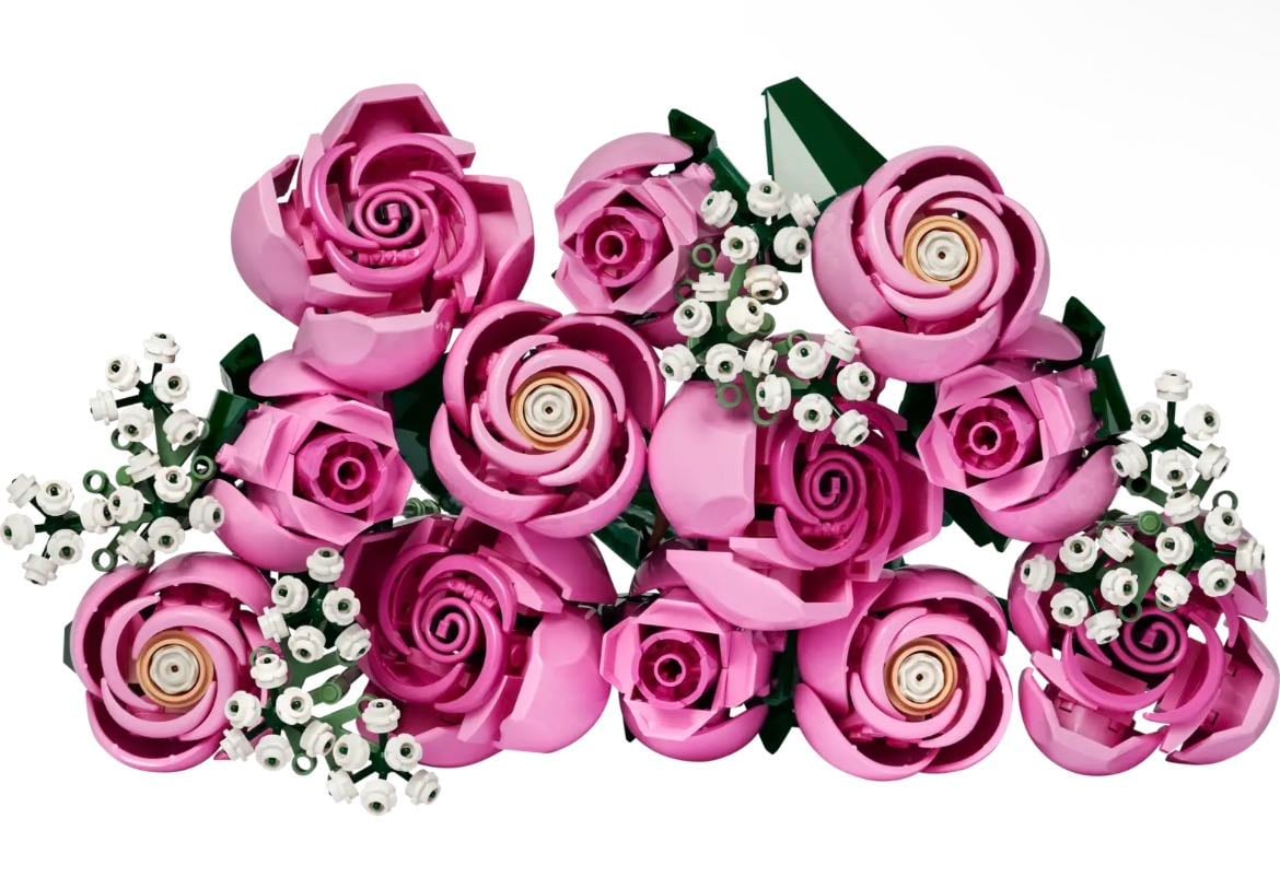 Lego Bouquet of Pink Roses - https://www.lego.com/en-us/product/bouquet-of-pink-roses-10374