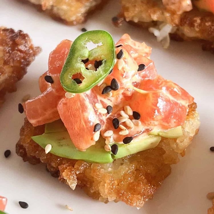 spicy tuna w/ crispy rice (vegan version) - ingredientes:
