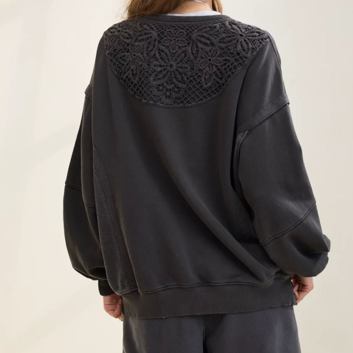 crochet detail sweatshirt - $20 (on sale)
