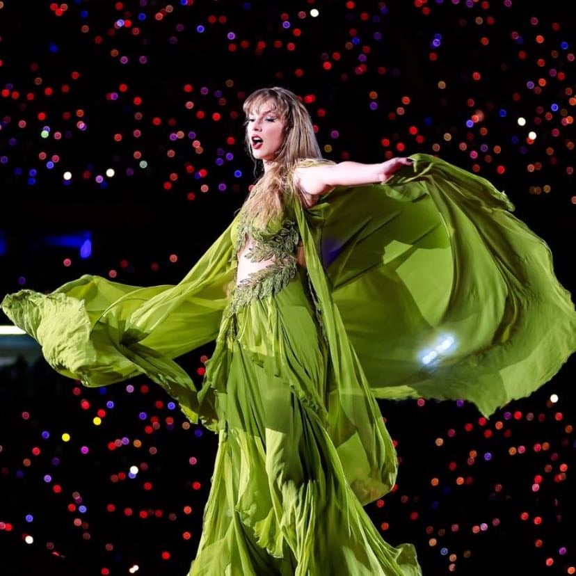 green folklore dress
