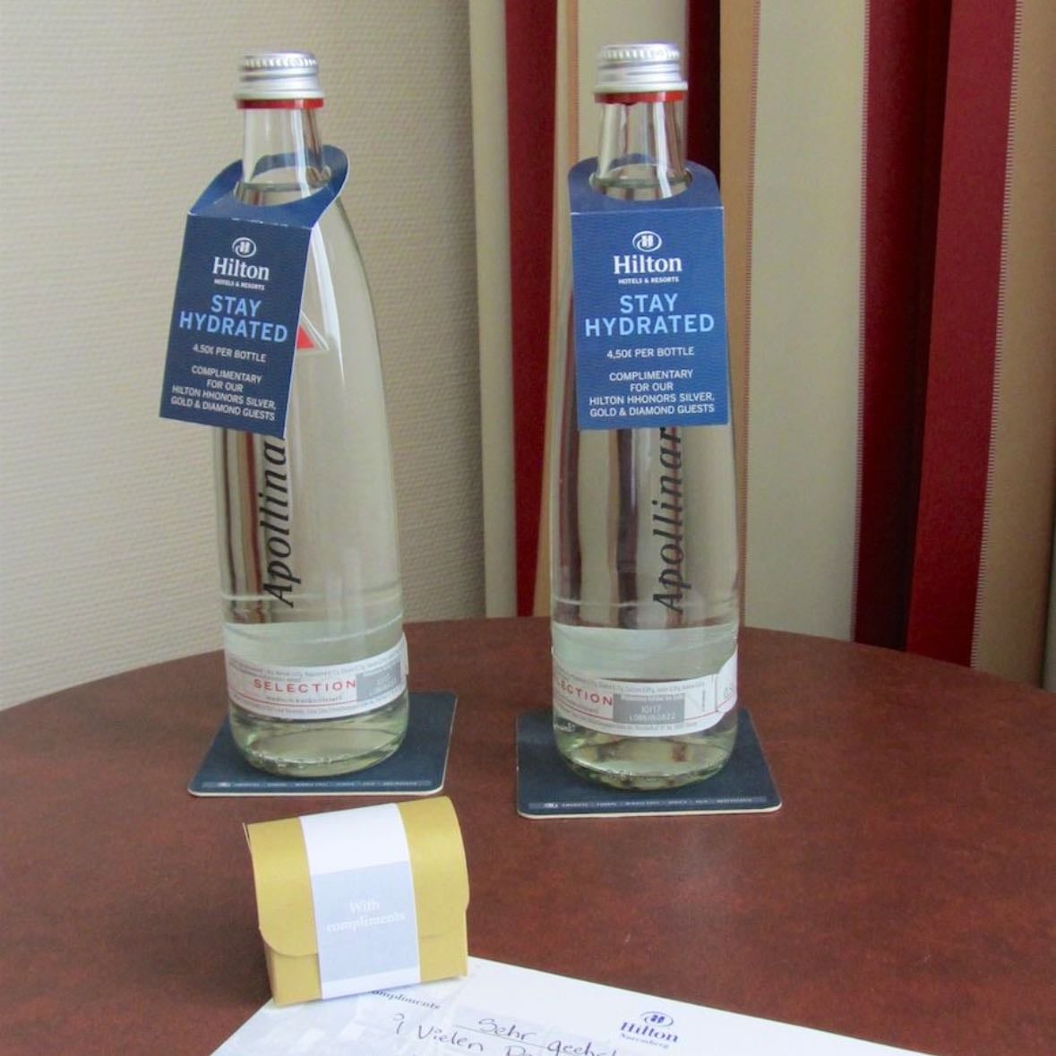 Water bottles in rooms
