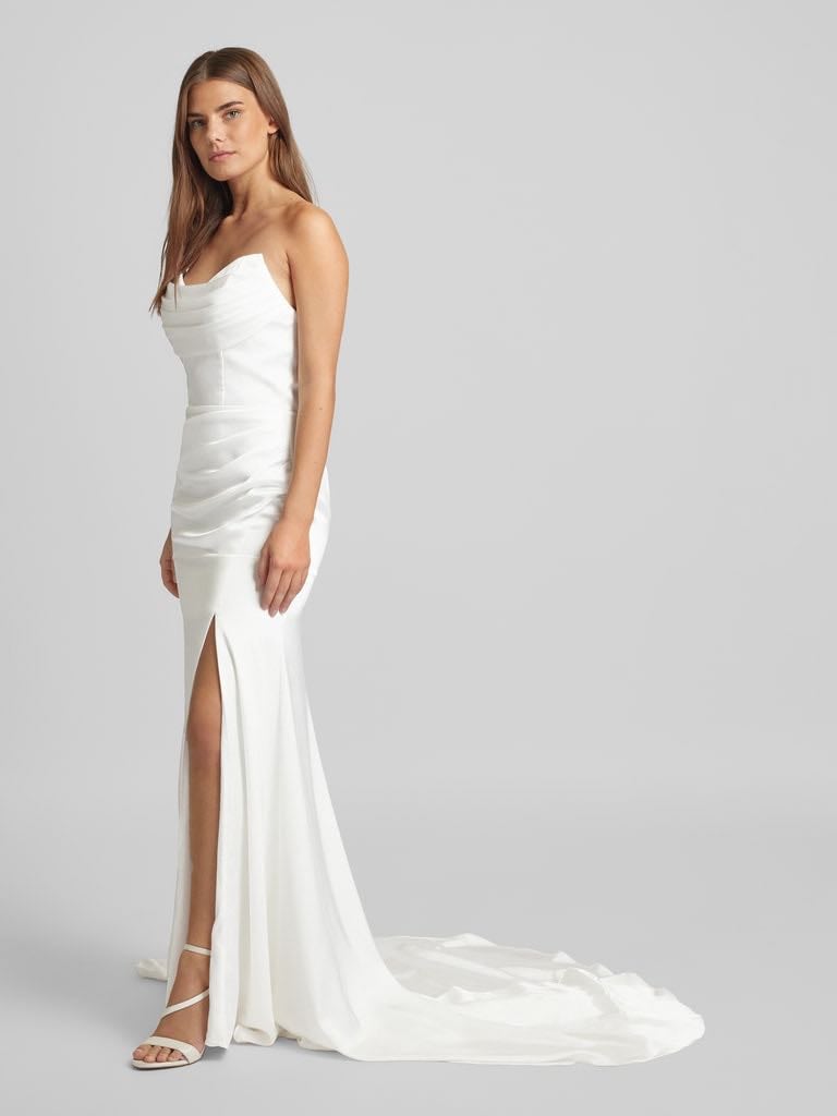 Luxuar Abendkleid mit Wasserfall-Ausschnitt (offwhite) online kaufen - 399€