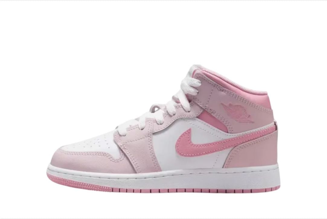 Nike GS Air Jordan 1 Mid "Pearl Pink/White/Medium Soft Pink"