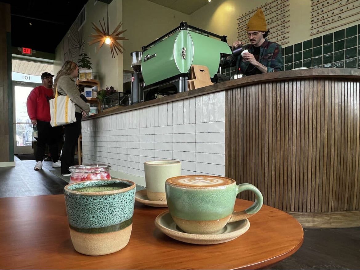 journaling in a coffee shop