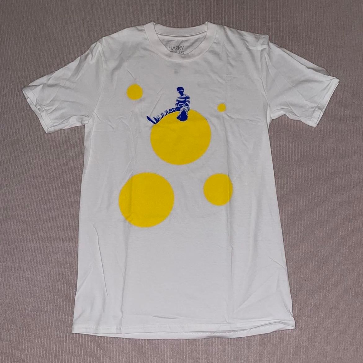 yellow bubble tshirt - there are holes in it. i literally love the design though so it is literal heartbreak that i canโt really wear it out ๐