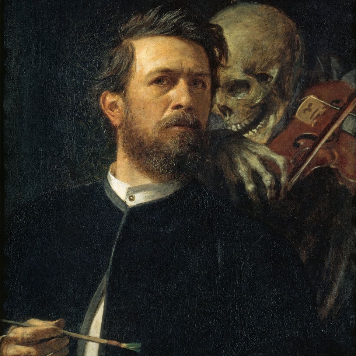 Self Portrait with Fiddling Death - Arnold Böcklin, 1872