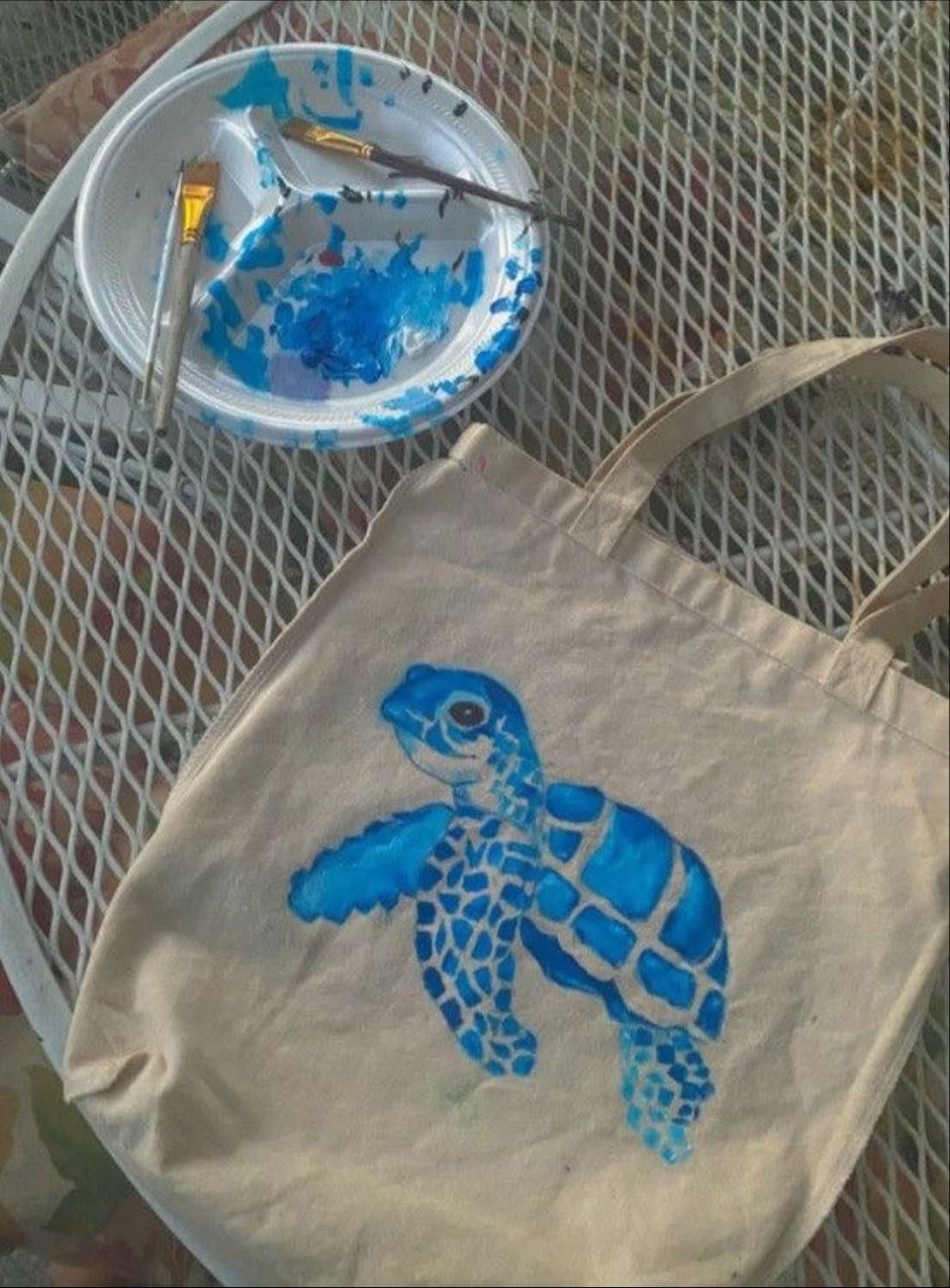 painted tote bag