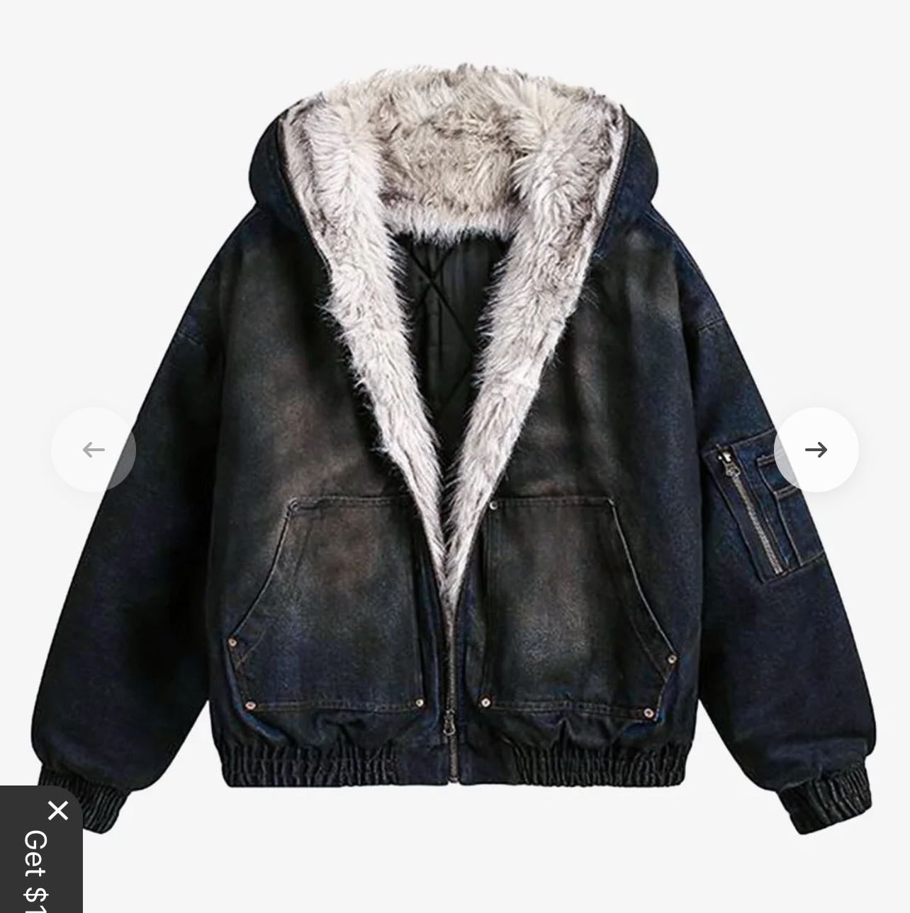 Cotton washed fur hooded jacket