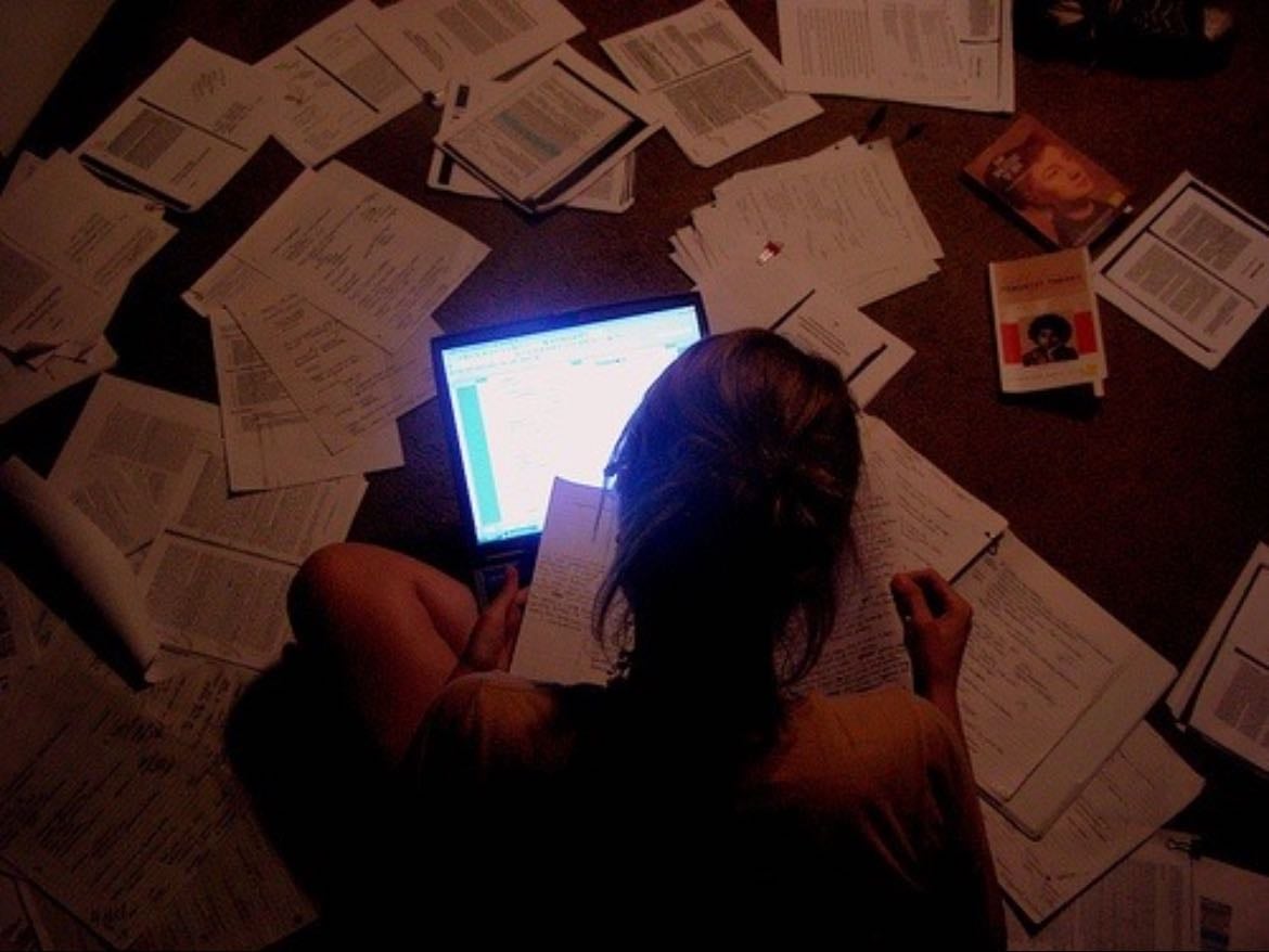 studying late at night