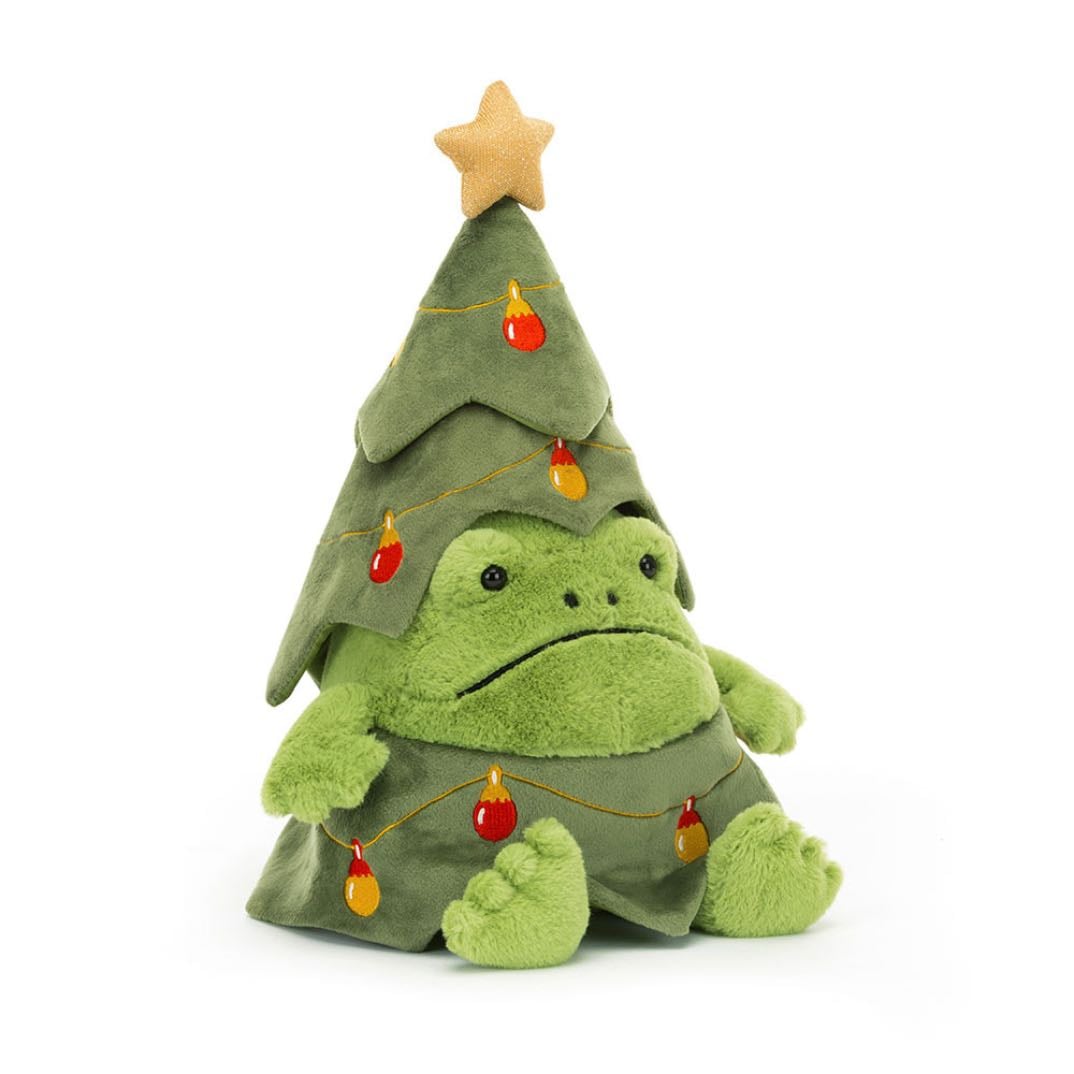 frog disguised in christmas tree
