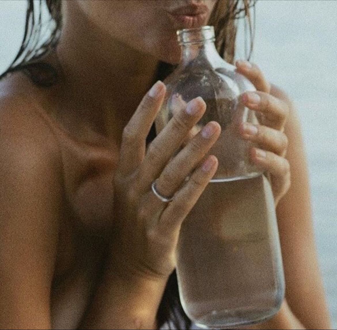 finally drinking water after being really thirsty for a while and feel the water in your throat